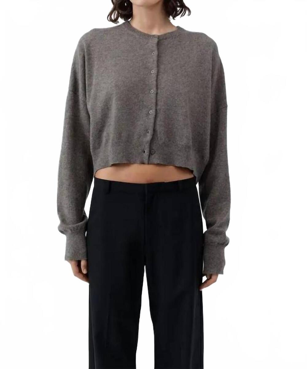 NEW ST. AGNI cashmere relaxed cropped cardigan in doe